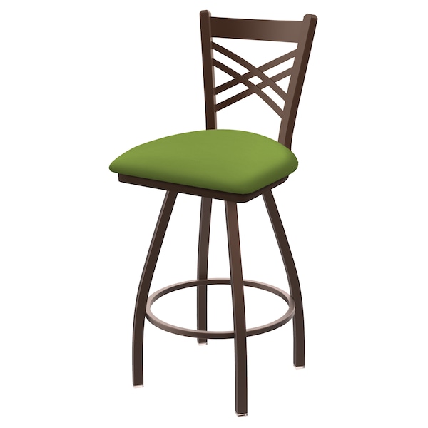 36" Swivel Bar Stool, Bronze Finish, Canter Kiwi Green Seat